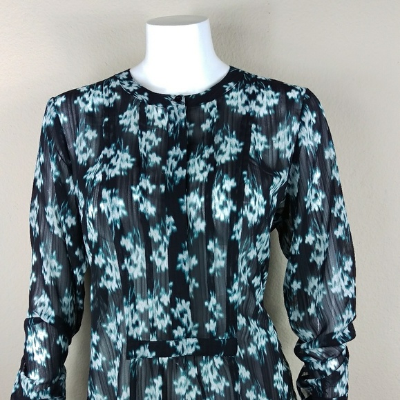 Vera Wang Simply Vera Black & Green Printed Blouse - Picture 2 of 8